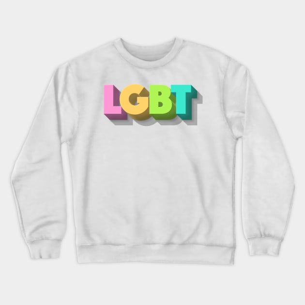 LGBT 70s Retro Style 3D Rainbow Block Design Crewneck Sweatshirt by DankFutura